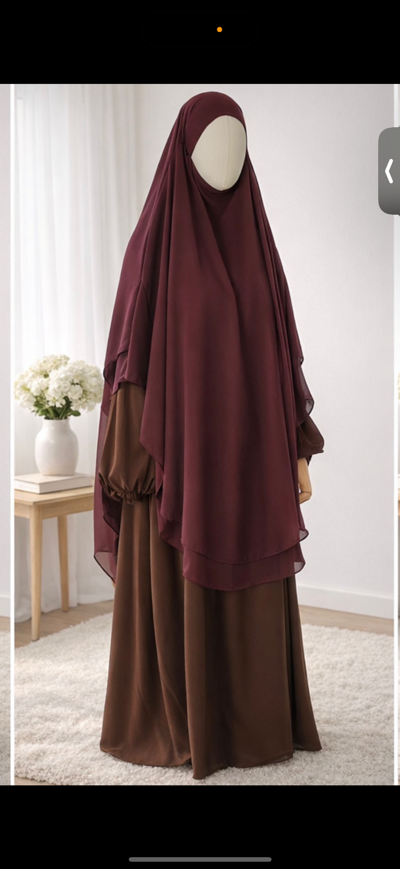 Long Two Layer Wool-Chiffon Khimar